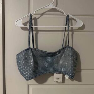 Zara Blue Studded Crop Top